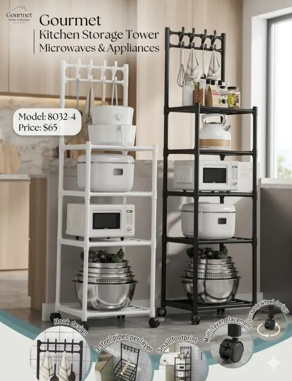 Premium 4-Tier Heavy-Duty Plastic Kitchen Storage Organizer