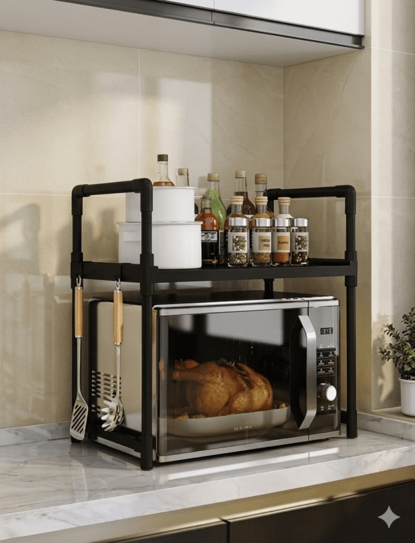 Heavy-Duty Multi-Purpose Plastic Microwave Organizer Rack