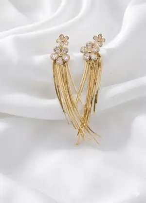 Luxury Crystal Flower Tassel Drop Earrings