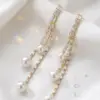 Premium Gold-Plated Geometric Crystal Tassel Earrings